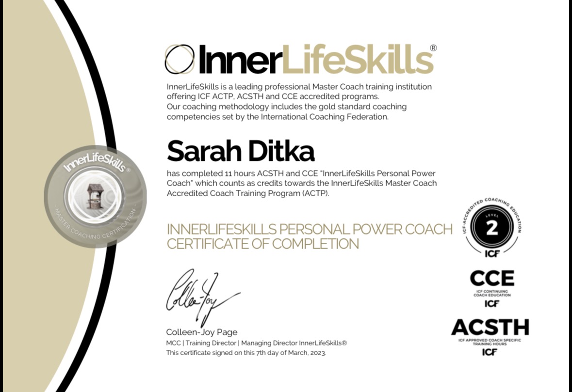 personal power coach certificate